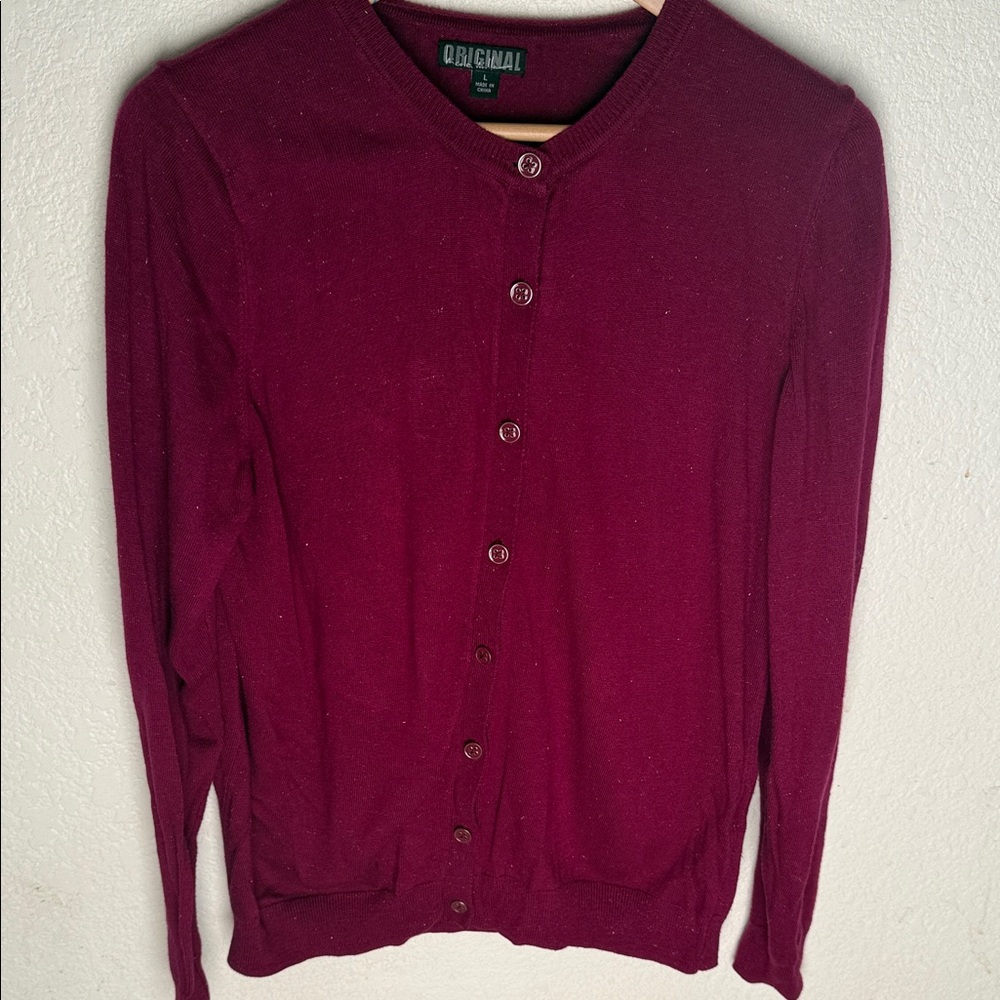 Plum Button-Up Cardigan with sparkles size large